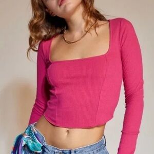 Urban Outfitters Pink Square Neck Crop Top
